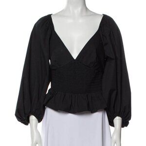 Staud V-Neck Three-Quarter Sleeve Crop Top